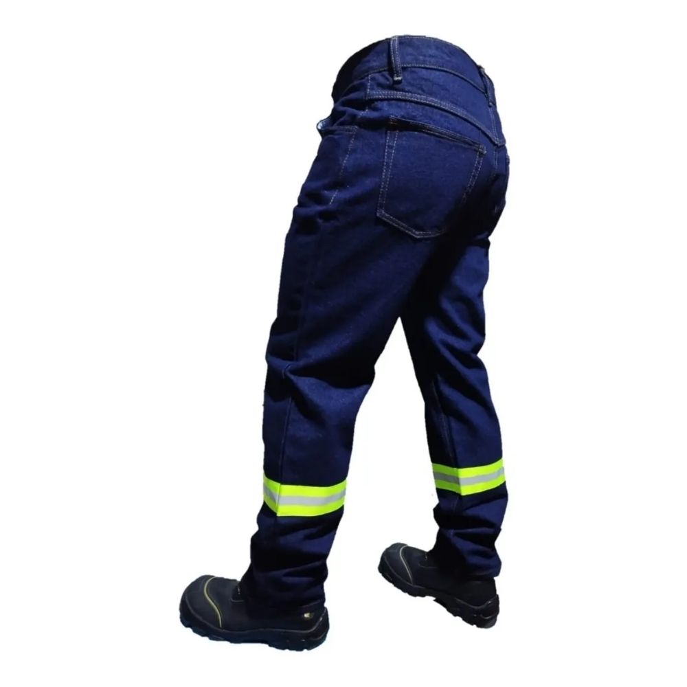Pantalon De Trabajo Mezclilla 14oz C/reflejante Verde - Imagen 4