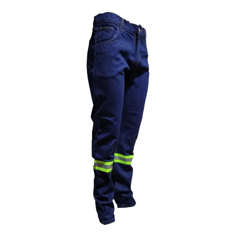 Pantalon De Trabajo Mezclilla 14oz C/reflejante Verde - Imagen 3