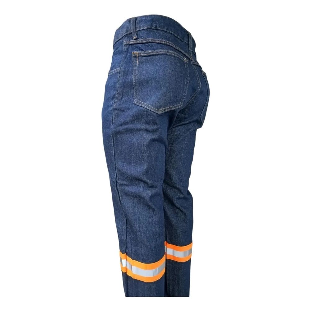 Pantalon De Trabajo Mezclilla 14oz C/reflejante Naranja - Imagen 5