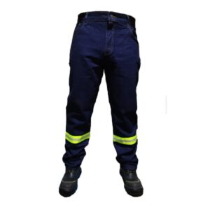 Pantalon De Trabajo Mezclilla 14oz C/reflejante Verde Hm