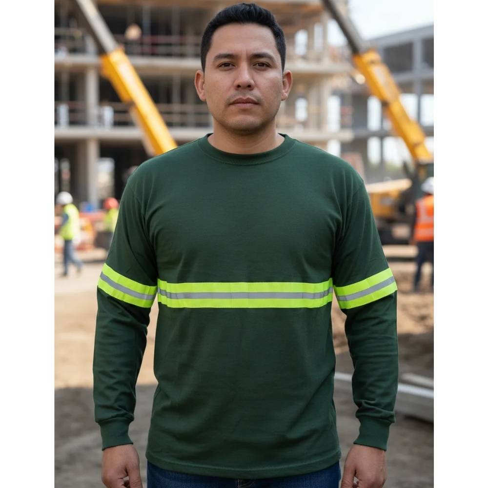 Playera Industrial Manga Larga Reflejante, Verde Bosque - Imagen 2