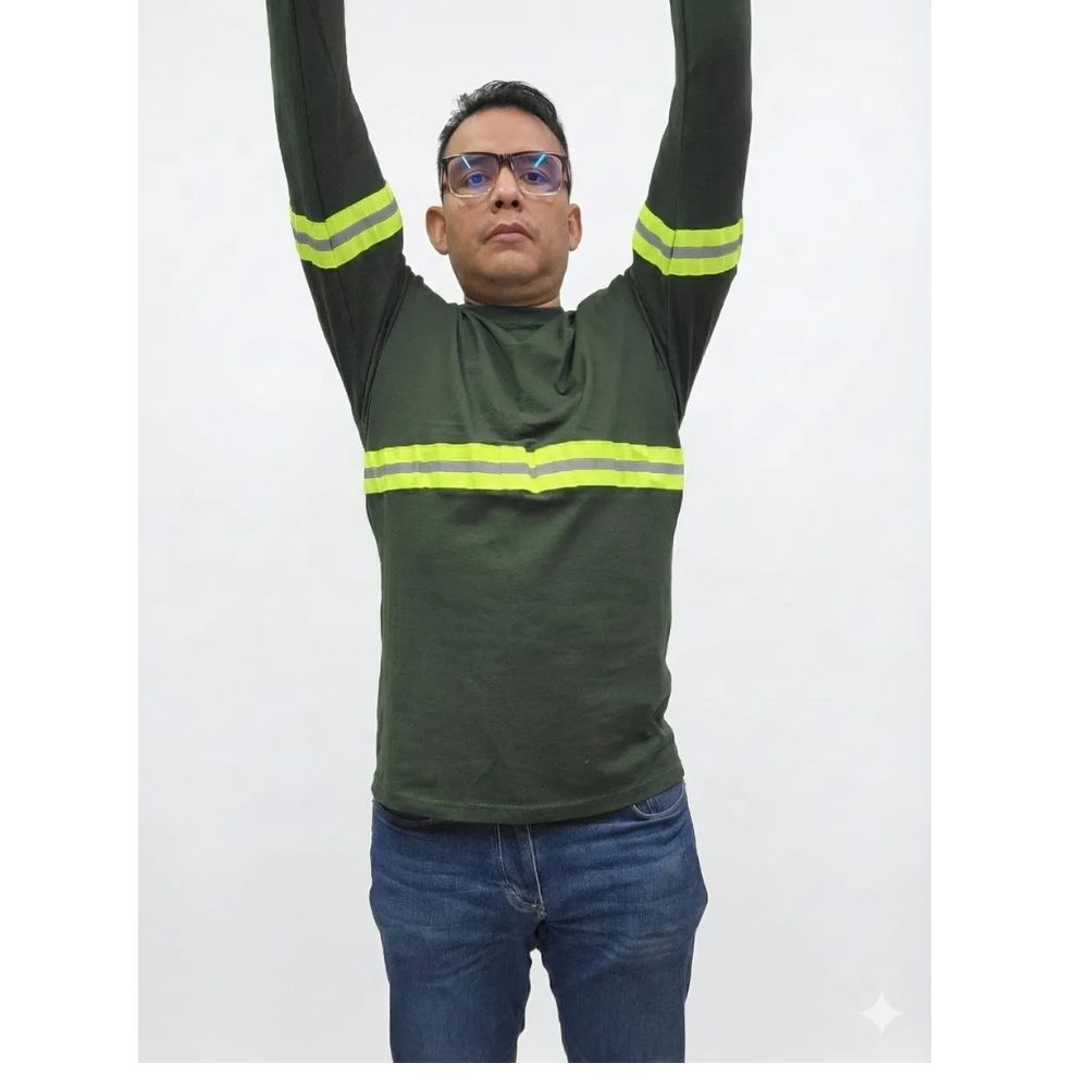 Playera Industrial Manga Larga Reflejante, Verde Bosque - Imagen 5