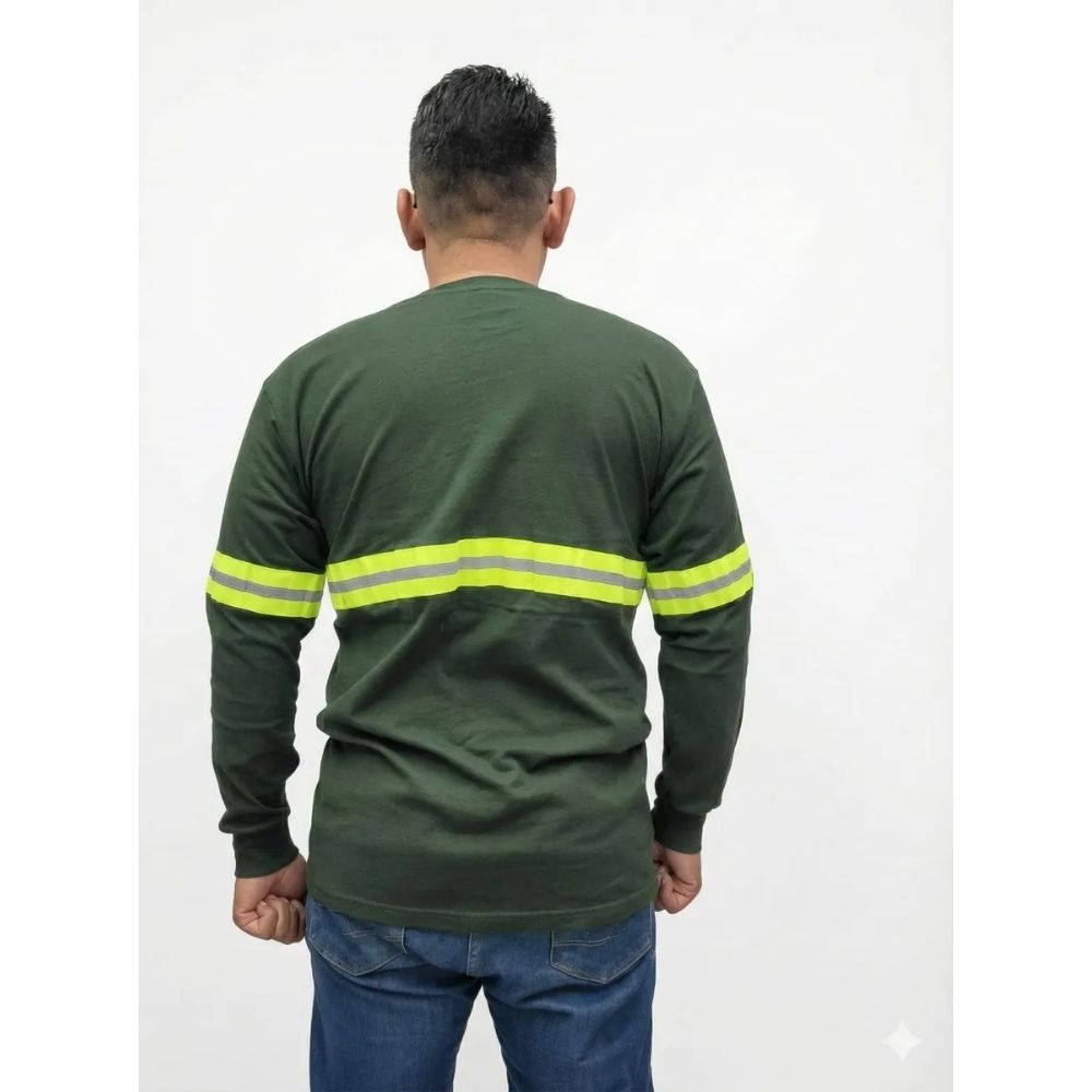 Playera Industrial Manga Larga Reflejante, Verde Bosque - Imagen 6
