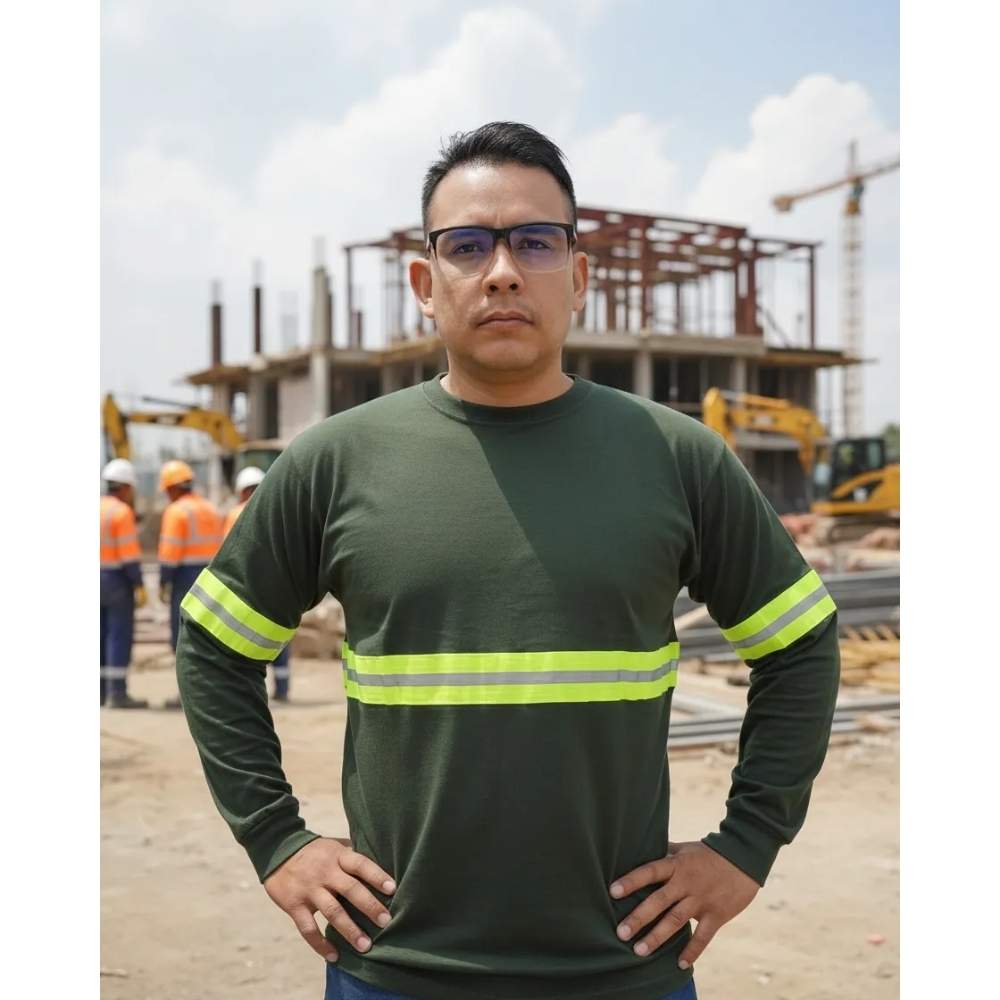 Playera Industrial Manga Larga Reflejante, Verde Bosque