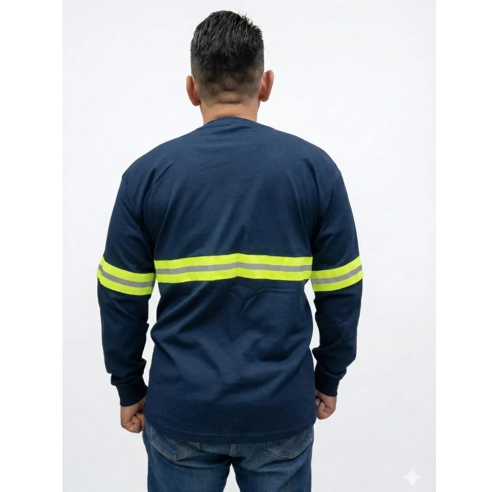 Playera Industrial Manga Larga Reflejante Azul Oscuro - Imagen 4