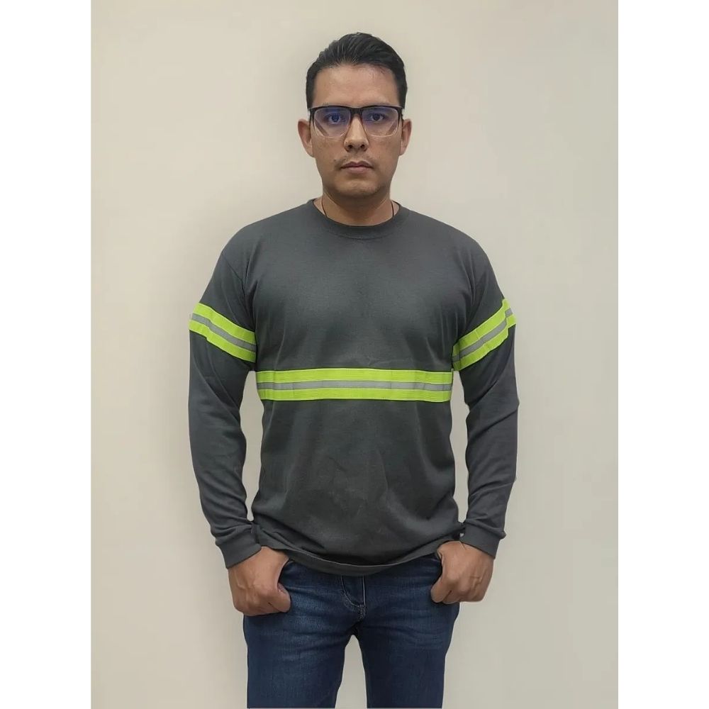 Playera Con Reflejante Textil Manga Larga Gcm