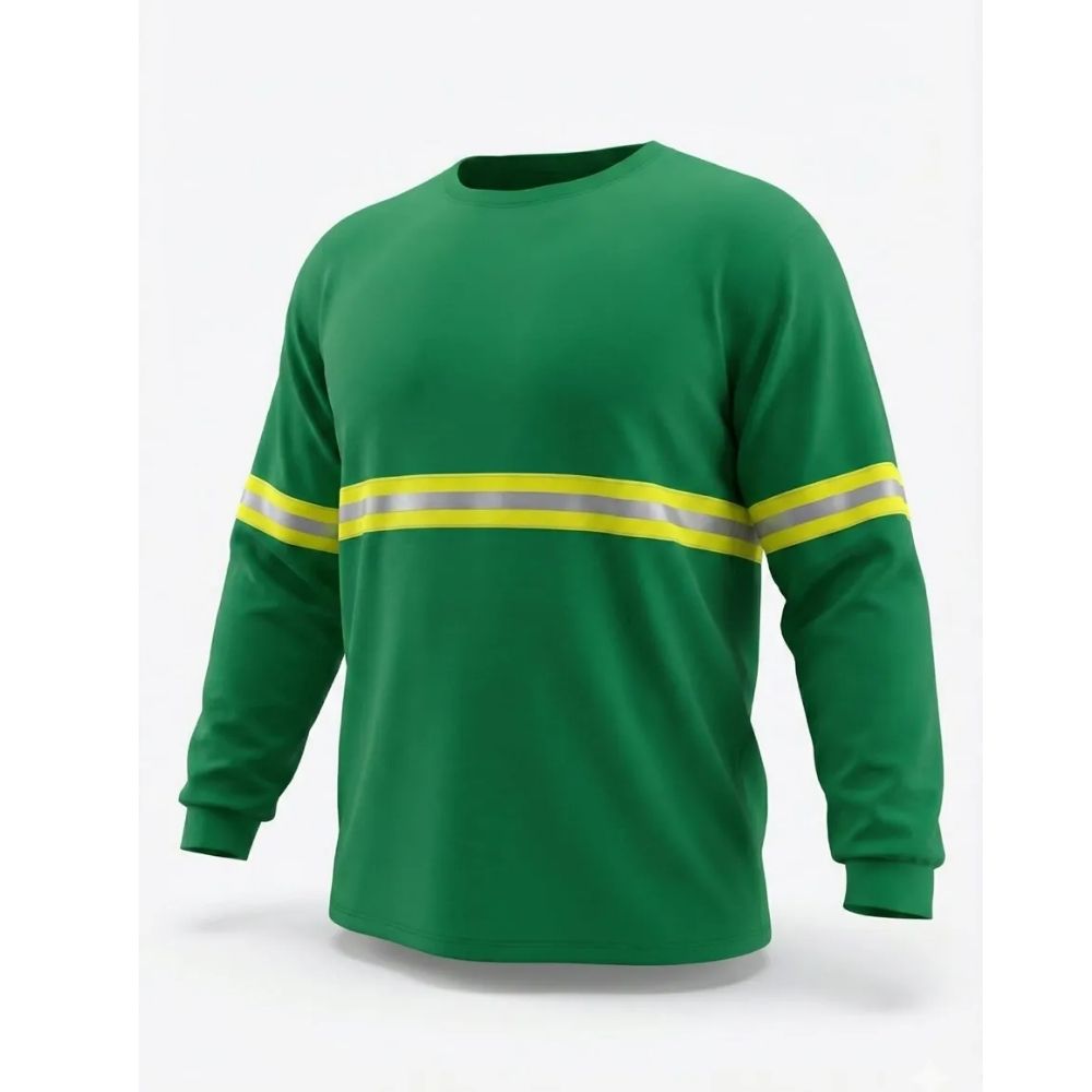 Opseason Playera Verde Manga Larga Con Reflejante Textil - Imagen 5