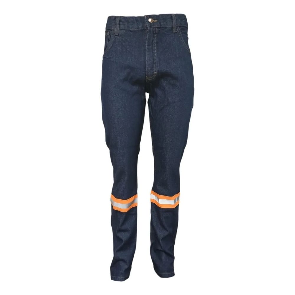 Pantalon De Trabajo Mezclilla 14oz C/reflejante Naranja - Imagen 3