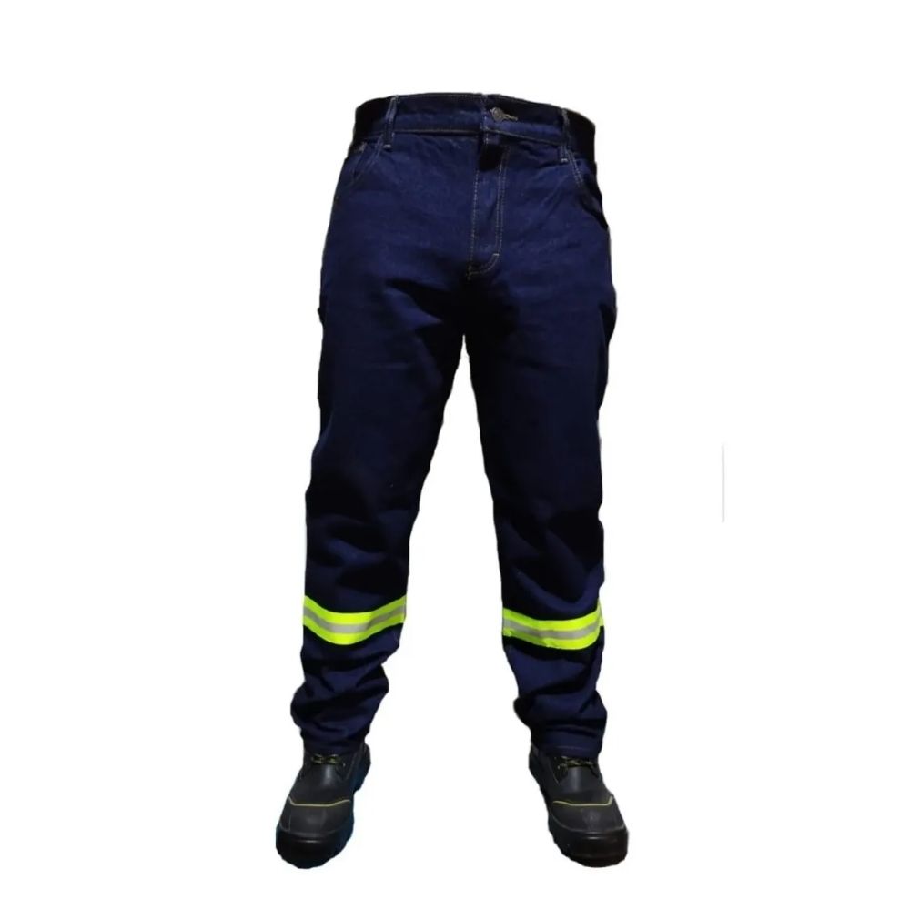 Pantalon De Trabajo Mezclilla 14oz C/reflejante Verde - Imagen 6