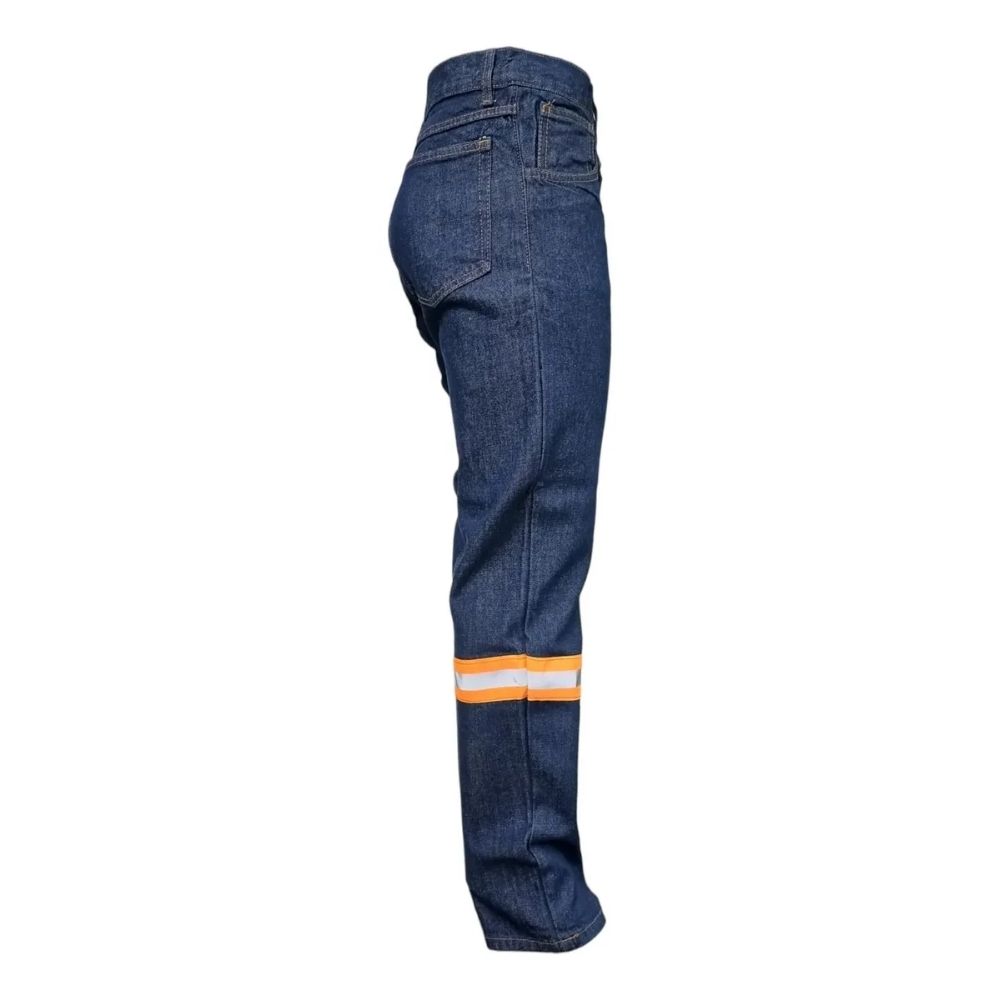 Pantalon De Trabajo Mezclilla 14oz C/reflejante Naranja - Imagen 7