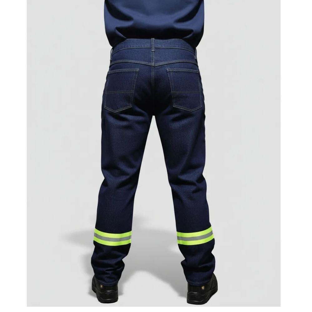 Pantalon De Trabajo Mezclilla 14oz C/reflejante Verde - Imagen 5