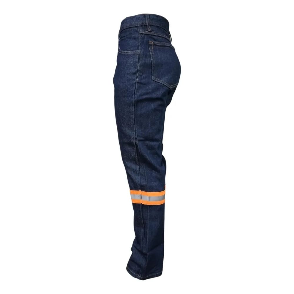 Pantalon De Trabajo Mezclilla 14oz C/reflejante Naranja - Imagen 4